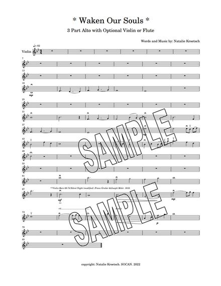 Waken Our Souls - optional violin/flute for 3 part alto arrangement 