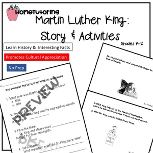 Martin Luther King Story &amp; Activities Gr. K-2