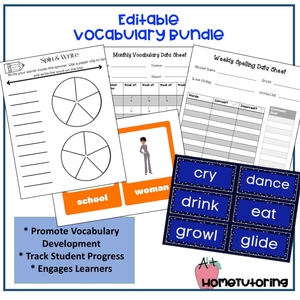 Editable Vocabulary &amp; Spelling Activities Bundle Packet