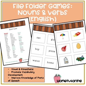File Folder Games - Noun &amp; Verb Sort (English)