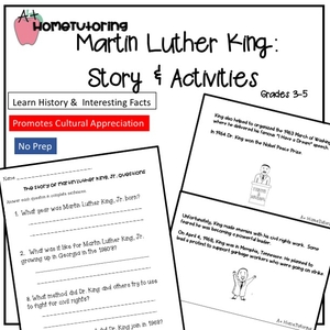 Martin Luther King Story &amp; Activities Gr. 3-5