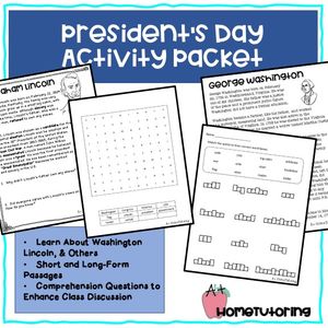 President&#x27;s Day Activity Packet