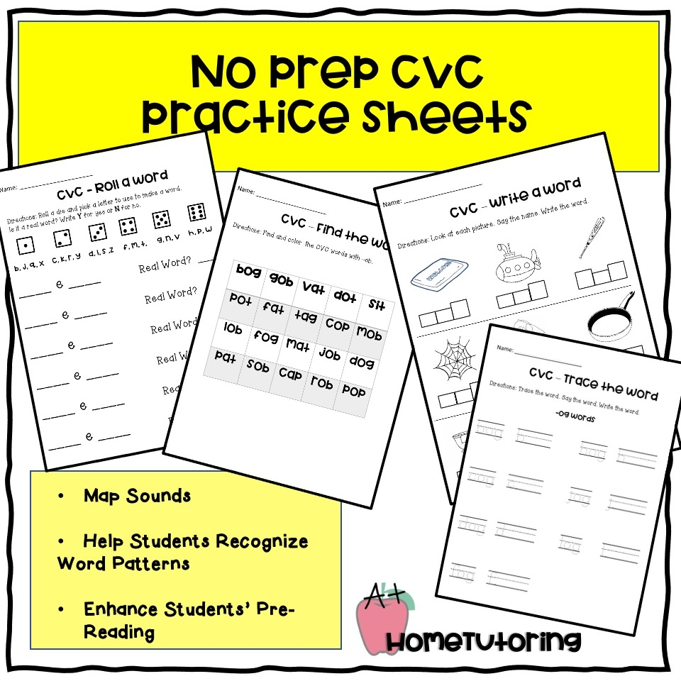 No Prep Cvc Practice Sheets