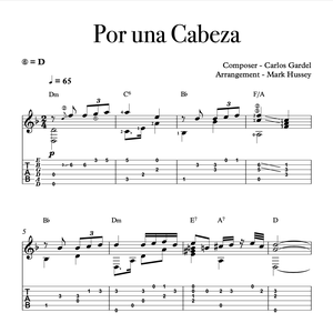 Por una Cabeza - Carlos Gardel - Classical guitar notation and tablature