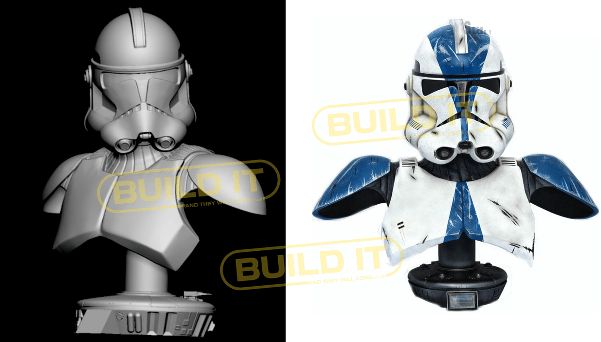 clone trooper full size sideshow style bust stl cut and uncut