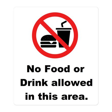 No Food/drink sticker sign (5.5 x 5.5 inches)