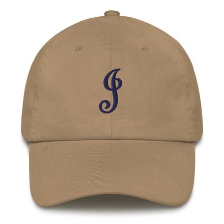 Hat with navy label &quot;J&quot;