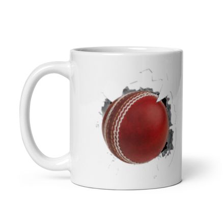 11 Oz Mug with 3D image of a golf ball stuck on mug