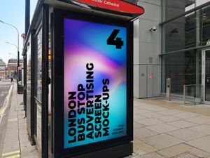 4 London Citylight Advertising Screen Bus Stop Mock-Up 1