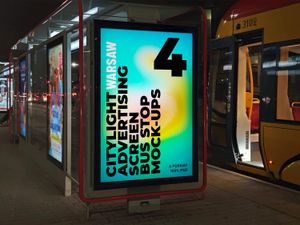 4 Warsaw Citylight Advertising Screen Bus Stop Mock-Up 2