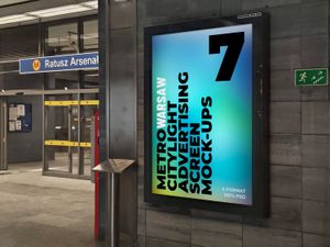 7 Warsaw Metro Citylight Advertising Screen Mock-Up 11