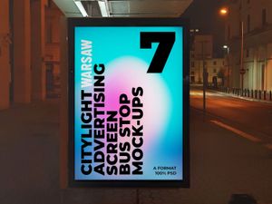 7 Warsaw Citylight Advertising Screen Bus Stop Mock-Up 4