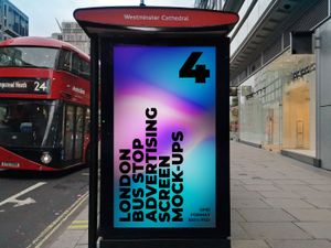 4 London Citylight Advertising Screen Bus Stop Mock-Up 3