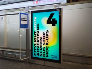 4 Warsaw Citylight Advertising Screen Bus Stop Mock-Up 5