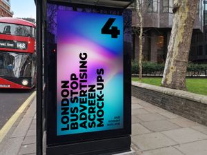 4 London Citylight Advertising Screen Bus Stop Mock-Up 2