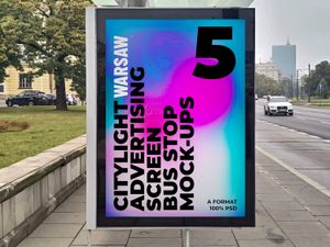5 Warsaw Citylight Advertising Screen Bus Stop Mock-Up 10