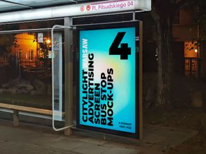 4 Warsaw Citylight Advertising Screen Bus Stop Mock-Up 6