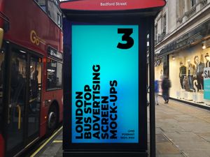 3 London Citylight Advertising Screen Bus Stop Mock-Up 1