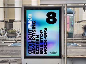 8 Warsaw Citylight Advertising Screen Bus Stop Mock-Up 9