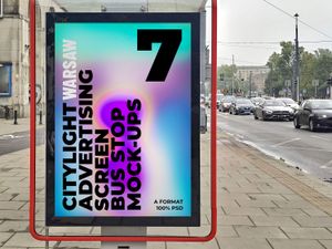7 Warsaw Citylight Advertising Screen Bus Stop Mock-Up 11 v1
