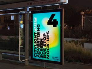 4 Warsaw Citylight Advertising Screen Bus Stop Mock-Up 1