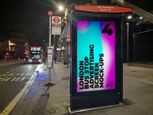 4 London Citylight Advertising Screen Bus Stop Mock-Up 4