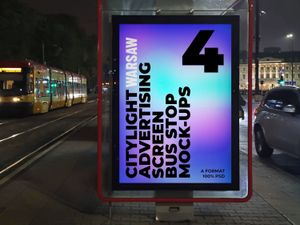 4 Warsaw Citylight Advertising Screen Bus Stop Mock-Up 3