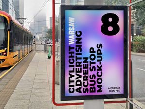 8 Warsaw Citylight Advertising Screen Bus Stop Mock-Up 12 v2