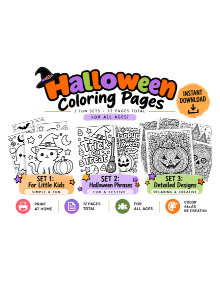Free Halloween Coloring Pages 12pk