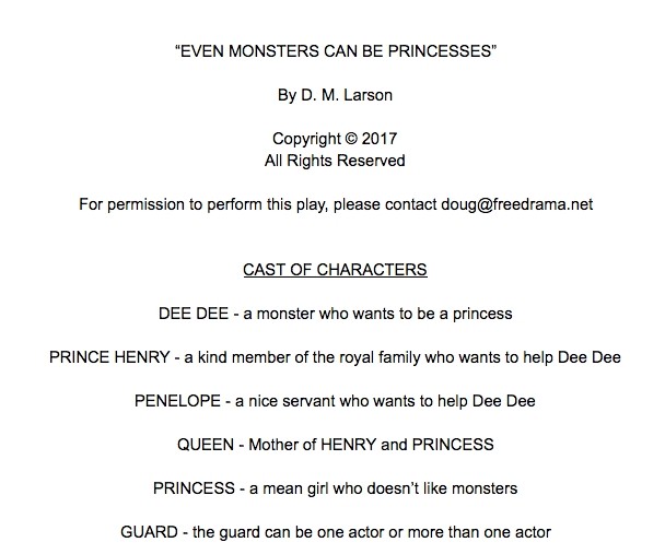 Word document version of Even Monsters Can Be Princesses