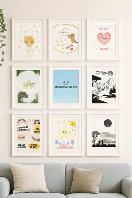 Bundle of Modern Wall Art Prints – Cute, Inspirational, Minimalist Home Decor