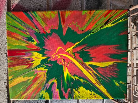 Bold Vibrance: 9x12 Reiki-Infused Acrylic Painting with Red Jasper Energy