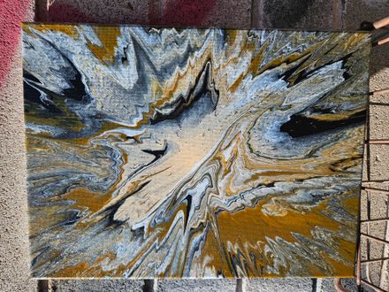 Golden Balance: 9x12 Reiki-Infused Scheelite Energy Acrylic Painting