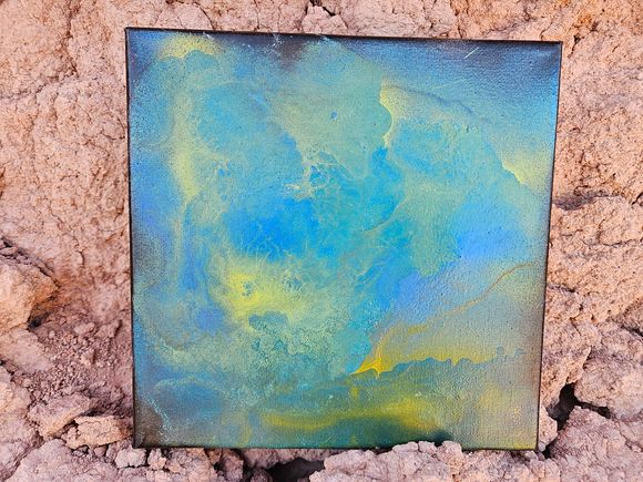 Serene Balance: 8x8 Turquoise Abstract Energy Art