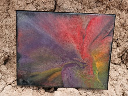 Cosmic Harmony: 8x10 Cinnabrite and Amethyst Infused Canvas Art