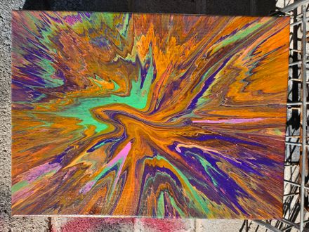 Radiant Energy 9x12 Acrylic Painting - Infused with Titanium Rainbow Aura Quartz Vibes