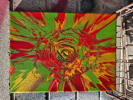 Rasta Spiral: 9x12 Reiki-Infused Quartz Energy Acrylic Painting