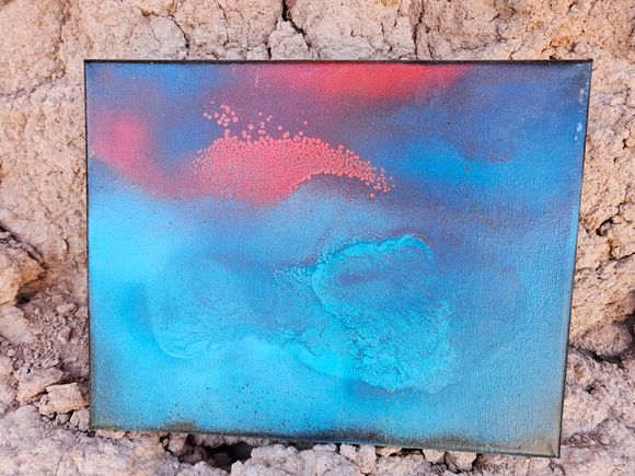 Cosmic Calm: 8x10 Crystal and Reiki-Infused Turquoise Energy Abstract Canvas Art