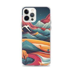 Vivid Mountain Sunset iPhone Clear Case – Artistic Nature Design, Shockproof