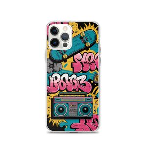 Retro 80s Skate Graffiti iPhone Clear Case | Urban Street Art Aesthetic