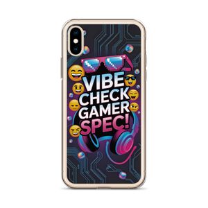 Vibe Check Gamer Spec iPhone Clear Case – Trendy Gen Z Gaming Design Rizz