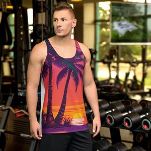 Vibrant Tropical Summer Beach Sunset Tank Top