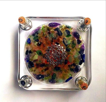 Orgonite candle holder Power of 5 Elements