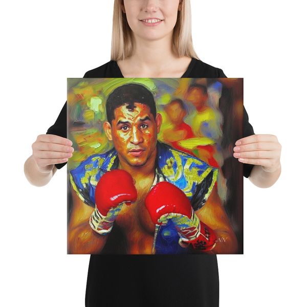 Toile premium façon musée It's Macho Time Hector Camacho 40x40cm châssis bois