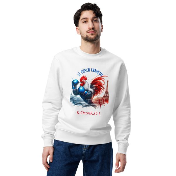 Sweatshirt éco-responsable K.OcoriK.O Le punch français coq tricolore boxeur