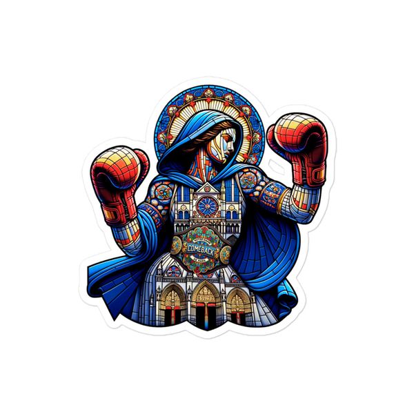 Sticker Notre-Dame Comeback 10x10cm autocollant cathédrale invincible