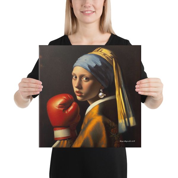 Toile premium 40x40cm qualité musée La jeune boxeuse à la perle Vermeer