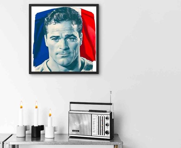 Affiche premium 45x45cm Éternel Marcel avec portrait de Marcel Cerdan