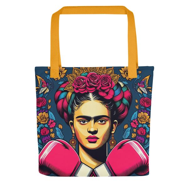 Sac cabas Frida K.O gants boxe fuchsia fleurs force brute beauté fragile