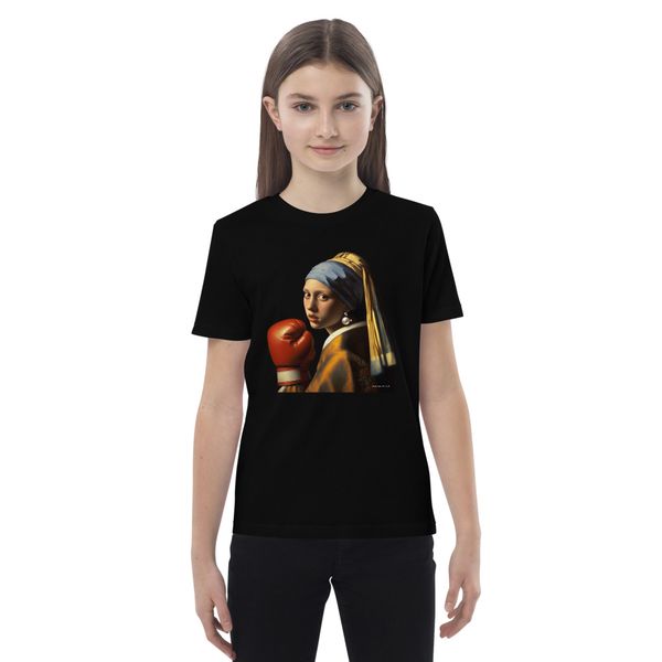 T-shirt bio enfant adolescent La jeune boxeuse à la perle
